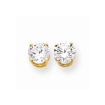 14k Yellow Gold 6mm Cubic Zirconia Earrings