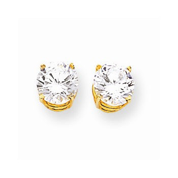 14k Yellow Gold 7mm Cubic Zirconia Earrings