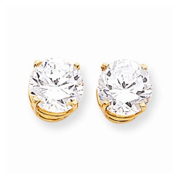 14k Yellow Gold 9mm Cubic Zirconia Earrings