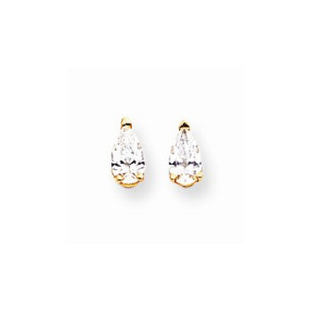 14k Yellow Gold 5x3mm Pear Cubic Zirconia Earrings