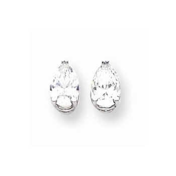 14k White Gold 8x5mm Pear Cubic Zirconia Earrings