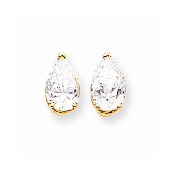 14k Yellow Gold 9x6mm Pear Cubic Zirconia Earrings