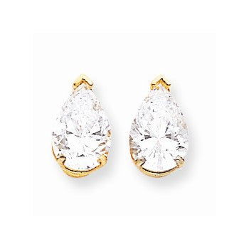 14k Yellow Gold 10x7mm Pear Cubic Zirconia Earrings