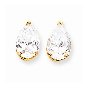 14k Yellow Gold 12x8mm Pear Cubic Zirconia Earrings