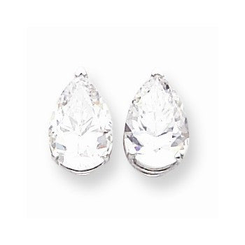 14k White Gold 12x8mm Pear Cubic Zirconia Earrings
