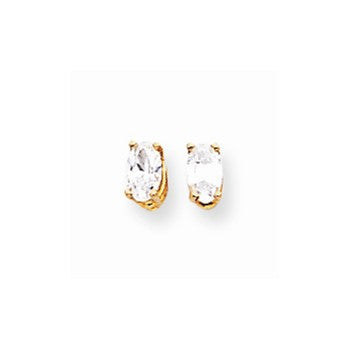 14k Yellow Gold 5x3mm Oval Cubic Zirconia Earrings