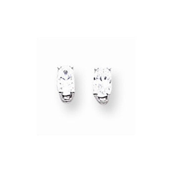 14k White Gold 5x3mm Oval Cubic Zirconia Earrings