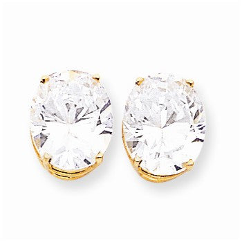 14k Yellow Gold 12x10mm Oval Cubic Zirconia Earrings