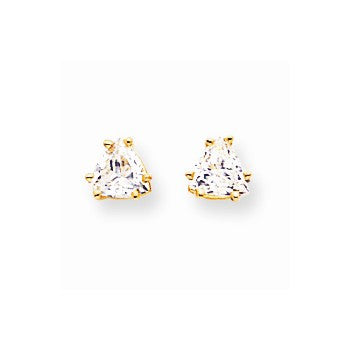 14k Yellow Gold 5mm Trillion Cubic Zirconia Earrings