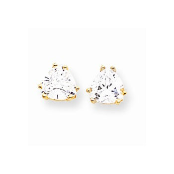 14k Yellow Gold 6mm Trillion Cubic Zirconia Earrings