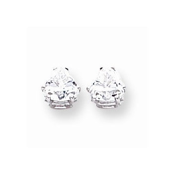 14k White Gold 6mm Trillion Cubic Zirconia Earrings