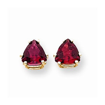 14k Yellow Gold 7mm Created Ruby Earring, Jewelry Earrings