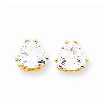 14k Yellow Gold 8mm Trillion Cubic Zirconia Earrings