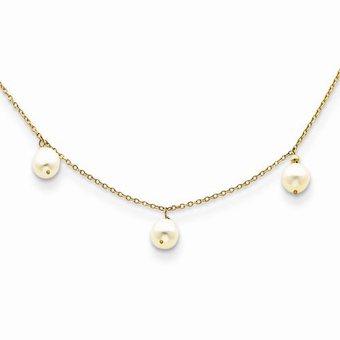 14K Yellow Gold Pearl Necklace