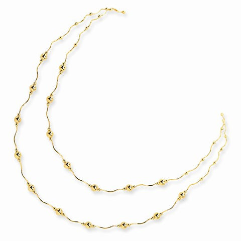 14K Yellow Gold Double Spiral and Bead Necklace