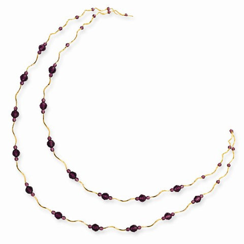 14K Yellow Gold Spiral & Purple Crystal Necklace