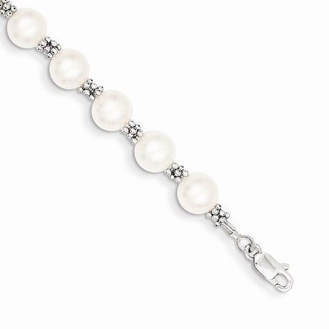 14K White Gold White Pearl Bracelet