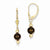 14k Yellow Gold Coffee Brown Cultured Pearl Bead Leverback Earrings