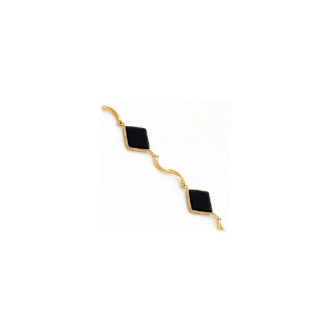 14K Yellow Gold Polished Genuine Fancy Onyx Bracelet