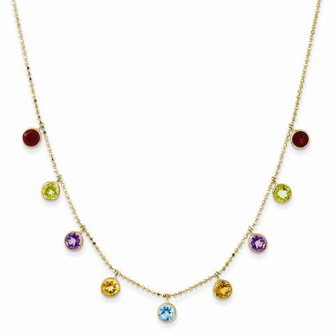 14K Yellow Gold Multi-Color Gemstone Necklace