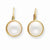 14k Yellow Gold 6.5-7mm White Freshwater CulturedButton Pearl Leverback Earrings