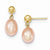 14k Yellow Gold 6-6.5mm Pink Freshwater Cultured Pearl Dangle Earrings