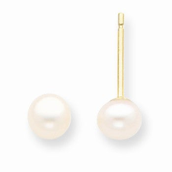 14k Yellow Gold 4-4.5mm Pink Freshwater Cultured Button Pearl Stud Earrings