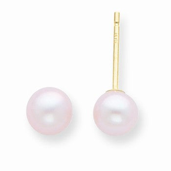 14k Yellow Gold 5-5.5mm Purple Freshwater Cultured Button Pearl Stud Earrings