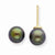 14k Yellow Gold 7-8mm Black Saltwater Akoya Cultured Pearl Stud Earrings