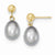 14k Yellow Gold 7-7.5mm Grey Freshwater Cultured Pearl Dangle Earrings