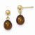 14k Yellow Gold 6-6.5mm Brown Freshwater Cultured Pearl Dangle Earrings