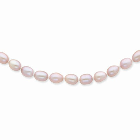 14K Yellow Gold Purple Rice Shape Freshwater Cultured Pearl Necklace