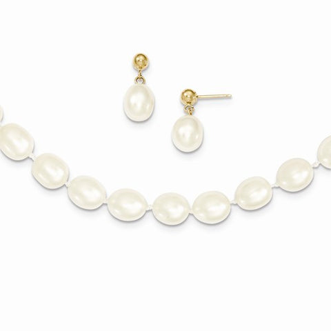14K Yellow Gold with White Potato FW Cultured Pearl Necklace