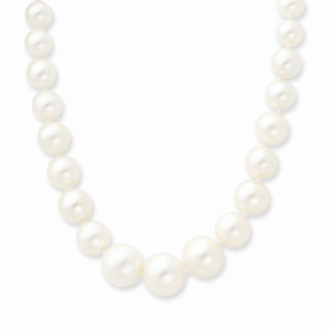 14K Yellow Gold Graduated White Freshwater Cultured Pearl Necklace