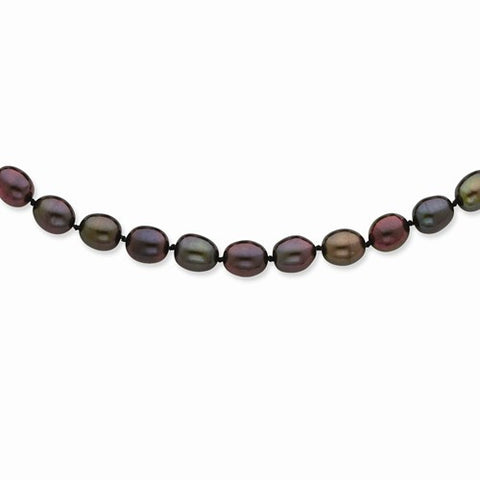 14K Yellow Gold Black Freshwater Cultured Pearl Necklace