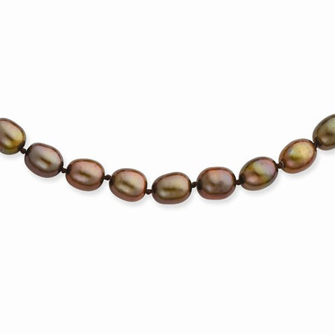 14K Yellow Gold Coffee Brown Freshwater Cultured Pearl Necklace