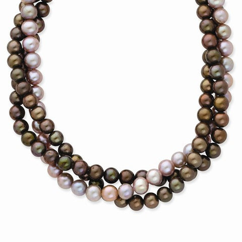 14K Yellow Gold Brown, Purple Freshwater Cultured Pearl Necklace