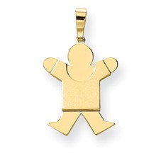 14k Gold Solid Satin Engravable Boy Jumping Charm hide-image