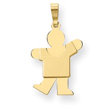 14k Gold Solid Satin Engravable Boy Charm hide-image