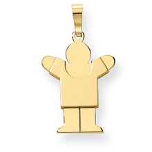 14k Gold Solid Satin Engravable Boy Charm hide-image