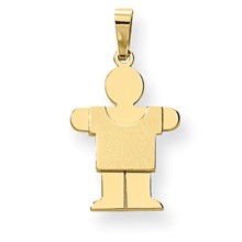 14k Gold Solid Satin Engravable Boy Charm hide-image