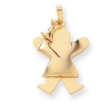 14k Gold Puffed Girl w/Bow on Left Engravable Charm hide-image