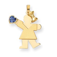 14k Gold Girl with CZ December Birthstone Charm hide-image