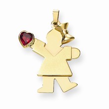 14k Gold Girl with CZ January Birthstone Charm hide-image