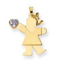 14k Gold Girl with CZ March Birthstone Charm hide-image