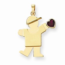 14k Gold Boy with CZ January Birthstone Charm hide-image