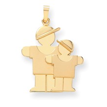 14k Gold Big Boy & Little Boy Engravable Charm hide-image