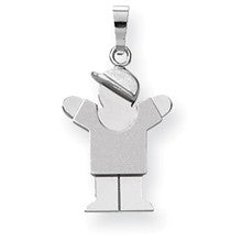 14k White Gold Small Boy w/Hat on Right Engravable Charm hide-image