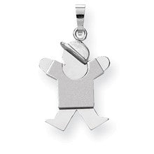 14k White Gold Small Boy w/Hat on Right Engravable Charm hide-image