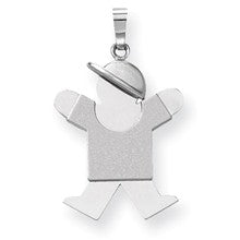 14k White Gold Medium Boy w/Hat on Right Engravable Charm hide-image